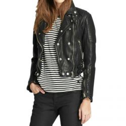 Women's black Real and Synthetic leather  Jacket